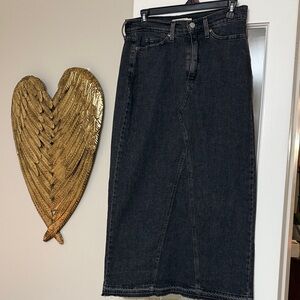 Classic Black Denim Distressed Skirt